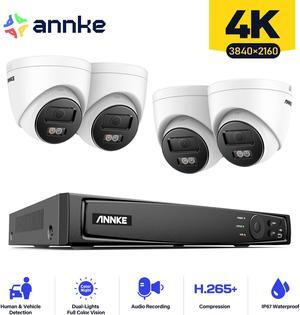 ANNKE 8MP PoE Security Camera System with NO HDD, 12MP H.265+ NVR and 4X 8MP Ultra HD IP Dome Cameras, 100ft Night Vision, IP67 Waterproof, Remote Access, Remote Monitoring and Built-in Microphone