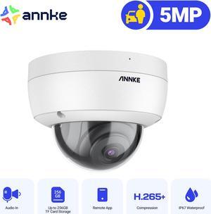 ANNKE Dome 5MP Poe Security IP Camera Super HD H.265+ with 100 ft EXIR 2.0 Night Vision,120 dB WDR & 3D DNR, Support 256 GB TF Card, Remote Access Built-in Mic, IP67 Weatherproof