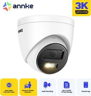 ANNKE 3K PoE Security Camera, Outdoor Turret Surveillance Wired Cameras for Home Security, AI Human/Vehicle Detection, Smart Dual Light, Color Night Vision, 120 dB WDR, 2.8mm Lens, Built-in Mic