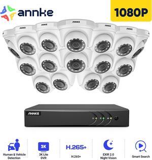 ANNKE 16 Channel CCTV Security Camera System 3K Lite 5-in-1 DVR with 16 × 1080P HD IP66 Weatherproof Turret Cameras, AI Human/Vehicle Detection, Remote Access, 0TB HDD, Motion Alert, Security Kit