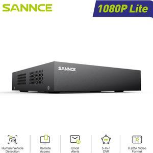 SANNCE 1080P 8 Channel Security DVR - Hybrid 5-in-1 Video Recorder, Smart Motion Detection, Smart Playback & USB Backup, Remote Viewing, 24/7 Record, Human Detection, NO HDD