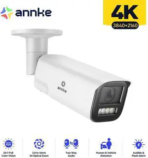 ANNKE 4K 8MP PoE Security Camera with Two-Way Audio, Varifocal IP Camera with 2.8mm-12mm Lens, 4X Optical Zoom, Smart Dual Light, Color Night Vision, Human&Vehicle Detection, Up to 512GB Storage