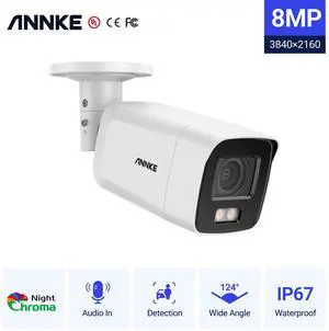 ANNKE 4K H.265+ PoE Security Camera Outdoor with Smart Human/Vehicle Detection, 130 ft Full Color Night Vision, IP67 Waterproof IP Camera Supports Remote Access, Audio Recoding, Up to 256GB Storage