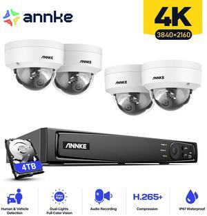 ANNKE Smart 8MP 8CH Home Security Camera System, 4pcs Wired 4K PoE IP Cameras Outdoor/Indoor, Person Vehicle Detection, 12MP H.265+ NVR with 4TB HDD for 24-7 Recording, 100ft Night Vision, IP67 Water