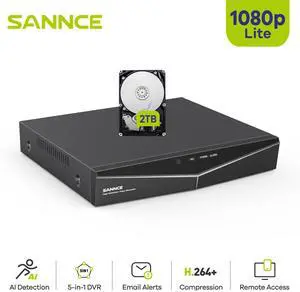 SANNCE 4CH HD 1080P HDMI DVR Digital Video Recorder for CCTV Security System, H.264 1080P HDMI Output 4CH CCTV Surveillance DVR With 1TB HDD