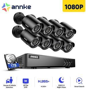 ANNKE 3K 5MP Security Camera System Outdoor with AI Human/Vehicle Detection, 8CH H.265+ DVR and 8 x 1920TVL 2MP IP67 Home CCTV Cameras with Smart Dual Light, Color Night Vision, 1TB HDD
