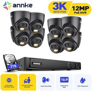 ANNKE H.265+ 8CH PoE Security Camera System, 12MP NVR Recorder and 8 x 3K Outdoor Surveillance Camera, Colour Night Vision, AI Human/Vehicle Detection, Smart Dual Light, Built-in Mic, 2TB Hard Drive