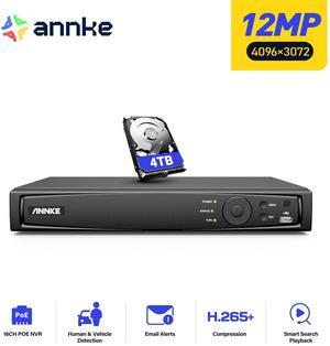 ANNKE 12MP 16 Channel PoE NVR with 4TB Hard Drive, Ultra HD Home Security Network Video Recorder Supports 12MP/8MP/5MP/6MP/4MP ANNKE PoE IP Cameras, 24/7 Surveillance Recording, 4CH AI Features