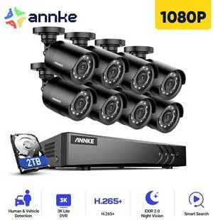 ANNKE 16CH 3K Lite FHD AI Surveillance Security Camera System with 2TB HDD and 8X 2MP Outdoor Weatherproof CCTV Cameras, Smart Human Vehicle Detection, Day/Night Vision, Smartphone Remote View