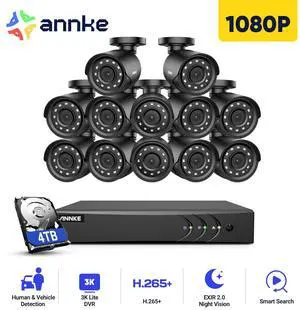 ANNKE 16CH 3K Lite FHD AI Surveillance Security Camera System with 4TB HDD and 12X 2MP Outdoor Weatherproof CCTV Cameras, Smart Human Vehicle Detection, Day/Night Vision, Smartphone Remote View