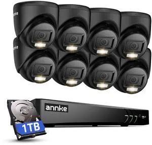 ANNKE 8CH Wired Outdoor Security Camera System with AI Human/Vehicle Detection, 4K H.265+ 5-in-1 DVR and 8x2MP Cameras, Email Alert with Snapshots, 1TB HDD, 66ft Night Vision, Smart Dual Light, Black ANNKE 8CH Wired Outdoor Security Camera System with AI Human/Vehicle Detection, 4K H.265+ 5-in-1 DVR and 8x2MP Cameras, Email Alert with Snapshots, 1TB HDD, 66ft Night Vision, Smart Dual Light, Black
