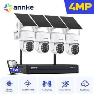 ANNKE 4MP Ultra HD 16 Channel 4 Cameras Wireless NVR Security System, 2.4/5.8G Dual-Band WiFi, Human Motion Detection, Two-Way Audio, Night Vision, Works with Alexa, 2TB HDD