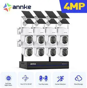 ANNKE 4MP Ultra HD 16 Channel 8 Cameras Wireless NVR Security System, 2.4/5.8G Dual-Band WiFi, Human Motion Detection, Two-Way Audio, Night Vision, Works with Alexa, 0TB HDD