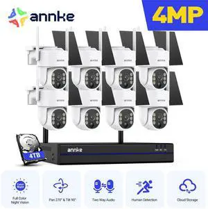ANNKE 4MP Ultra HD 16 Channel 8 Cameras Wireless NVR Security System, 2.4/5.8G Dual-Band WiFi, Human Motion Detection, Two-Way Audio, Night Vision, Works with Alexa, 4TB HDD