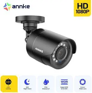 ANNKE 1080p HD-TVI Security Surveillance Camera for Home CCTV System, 2MP Bullet BNC Camera with Super Night Vision, IP66 Surveillance Weatherproof Addon Wired Camera