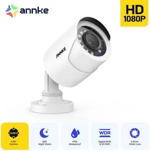 ANNKE 2MP AHD/TVI/CVI/CVBS 4-in-1 Security Camera, IP66 Weatherproof Analog Security Camera for Indoor and Outdoor Use, 66ft IR Night Vision, Surveillance Cameras, Outdoor Smart Security Camera