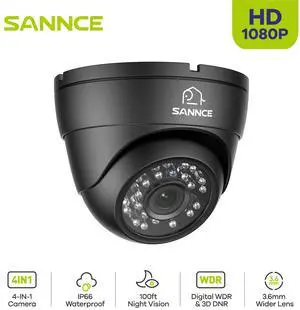SANNCE 2MP CCTV 4in1Security Camera, Dome Surveillance Camera with 100ft Night Vision, IP66 Waterproof for 960H,720P,1080P,5MP,4K Analog Security DVR, Turret Surveillance Cameras