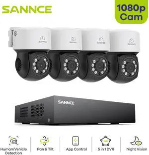 SANNCE 8 Channel 1080P Outdoor CCTV Camera System, 4pcs 1080P Weatherproof Home Security Camera, Motion Detection, Email &APP Alert, P2P, 1080P Live Viewing CCTV Kits