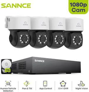 SANNCE 8 Channel 1080P Outdoor CCTV Camera System, 4pcs 1080P Weatherproof Home Security Camera, Motion Detection, Email &APP Alert, P2P, 1080P Live Viewing CCTV Kits with 1TB Hard Drive Include