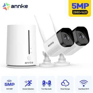 ANNKE 5MP 3K Wireless Security Camera Outdoor,  H.264+ Video Compression, PIR Human Detection,100ft Super Night Vision , Compatible with Alexa, Bullet Wireless Security Camera with IP66 Weatherproof