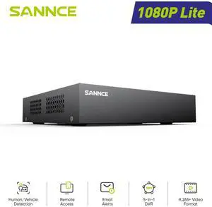 SANNCE 8-Channel 1080P Wired Home Surveillance Security Camera System DVR Recorder with Human Detection, Standalone DVR Video Recorder CCTV Support 5-in-1 CVBS/AHD/TVI/CVI/IP