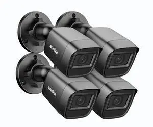 ANNKE 2MP Wired Security Camera, 1080P (1920X1080) HD TVI Add-on Outdoor CCTV Bullet Cameras, 100ft Night Vision, 3.6mm Lens, IP67 Weatherproof for Home & Business Surveillance, 4 Pack, Black