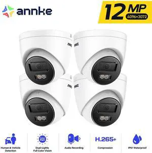 ANNKE C1200 12MP Security PoE IP Camera Outdoor, 4X 134° Wide Angle Surveillance Dome Camera with Smart AI, Spotlight Color Night Vision, Up to 512GB microSD Card, IP67 Weatherproof ANNKE C1200 12MP Security PoE IP Camera Outdoor, 4X 134° Wide Angle Surveillance Dome Camera with Smart AI, Spotlight Color Night Vision, Up to 512GB microSD Card, IP67 Weatherproof