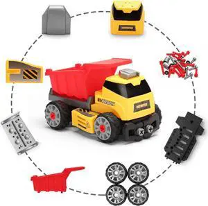 MOBIUS Toys 7 in 1 Take Apart Truck Construction Set - STEM Learning Kids Builder PlaySet w/Electric Drill, DIY Engineering Building w/Lights, Sounds, Push & Go, Boys & Girls, Ages 4-7 Years Old