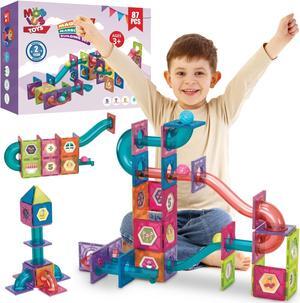 MOBIUS Toys Marble Run for Kids Ages 3-8 Years Old - 3D Magnetic Building Tiles for Boys and Girls - Magnetic Marble Run Educational Toy Steam Learning Marble Maze - Race Track Toy Construction Kit