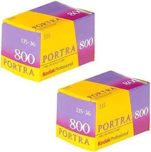 pack of 2 kodak 145 1855 professional portra 800 color negative film iso 800 35mm 36 exposures