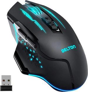 Delton G37 Gaming Ergonomic Mouse Computer Accessory Input Device Battery Operated LED 6 Button Adjustable DPI