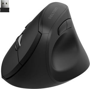 Delton S12Pro Ergonomic Wireless Vertical Mouse Computer Accessory Input Device 6 Button Auto Pair USB Adjustable DPI