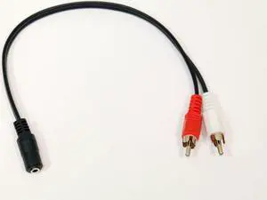 3.5mm Female Jack to 2 RCA Male Plug Audio Y Splitter Cable by Mars Devices