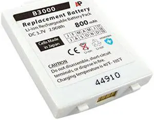 Replacement Battery for the Vocera Communications Badge B3000: White, 800 mAh.