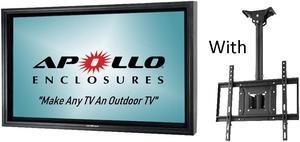 Apollo 55" Outdoor TV Enclosure fits 50"-55" TVs. Model AE5550-CM-BL.  Includes weatherproof adjustable height ceiling mount - Black