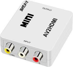 Mini Composite AV 3RCA CVBS to HDMI Video Audio Converter Box Adapter 720p 1080p Upscaler with USB Charge Cable for TV PC PS3 Xbox Blue-Ray DVD