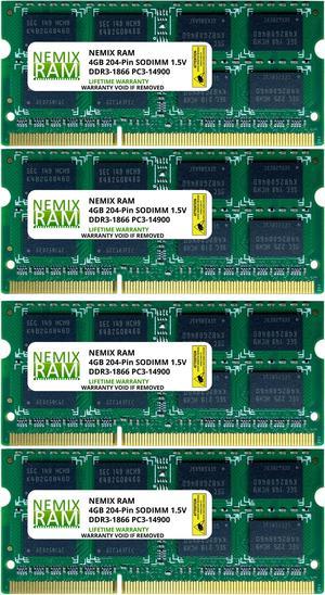 16GB (4x4GB) DDR3 1866 (PC3 14900) SODIMM Laptop Memory RAM