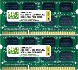 16GB 2x8GB DDR3-1866 PC3L-14900S SODIMM Laptop Memory RAM