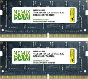 32GB Kit 2 x 16GB DDR4-2400 PC4-19200 ECC Sodimm 2Rx8 Memory by Nemix Ram