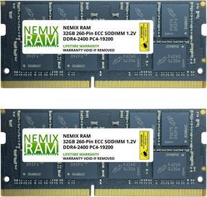 64GB Kit 2 x 32GB DDR4-2400 PC4-19200 ECC Sodimm 2Rx8 Memory by Nemix Ram