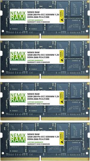 128GB Kit 4 x 32GB DDR4-2666 PC4-21300 ECC Sodimm 2Rx8 Memory by Nemix Ram