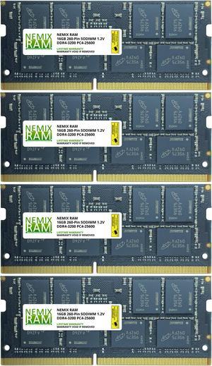 64GB Kit 4x16GB DDR4-3200 PC4-25600 SO-DIMM Laptop Memory by Nemix Ram