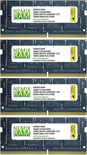 128GB (4 x 32GB) DDR4-2666MHz PC4-21300 SO-DIMM Memory for Apple 27" iMac with Retina 5K Display Mid 2020 (iMac 20,1 iMac 20,2) by NEMIX RAM