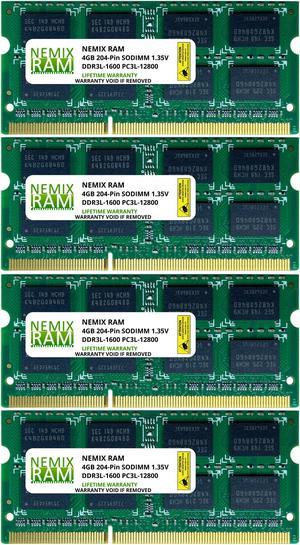 16GB (4x4GB) DDR3 1600 (PC3 12800) SODIMM Laptop Memory RAM