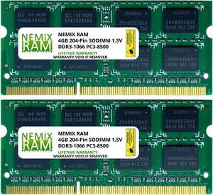 8GB (2x4GB) DDR3 1066 (PC3 8500) SODIMM Laptop Memory RAM