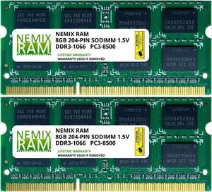 16GB (2x8GB) DDR3 1066 (PC3 8500) SODIMM Laptop Memory RAM