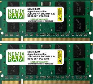 NEMIX RAM Compatible  for 4GB (2X2GB) DDR2 667MHz PC2-5300 SODIMM Memory Upgrade for Apple MacBook, MacBook Pro, and iMac