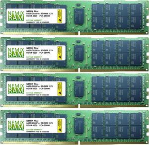 256GB 4x64GB DDR4-3200 PC4-25600 2Rx4 RDIMM ECC Registered Memory by Nemix Ram