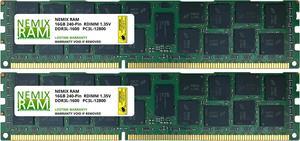 NEMIX RAM 32GB 2x16GB DDR3-1600 PC3-12800 2Rx4 1.35V ECC Registered Memory