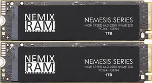 NEMIX RAM Nemesis Series 2TB 2X1TB M2 2280 Gen4 PCIe NVMe SSD Write Speeds up to 7415mbps Compatible with Dell Alienware M16 and M18 Gaming Laptops